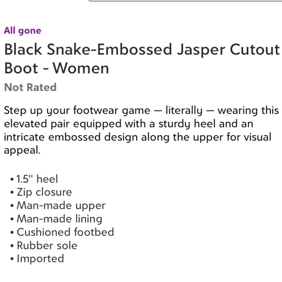 Not Rated Black Snake-Embossed Jasper Cut Out Boot Women’s Size 6 - Picture 6 of 6